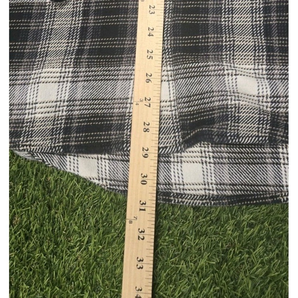 Orvis Men's Large Flannel Shirt Black White Grey Plaid Button Down Long Sleeve L - Picture 6 of 7